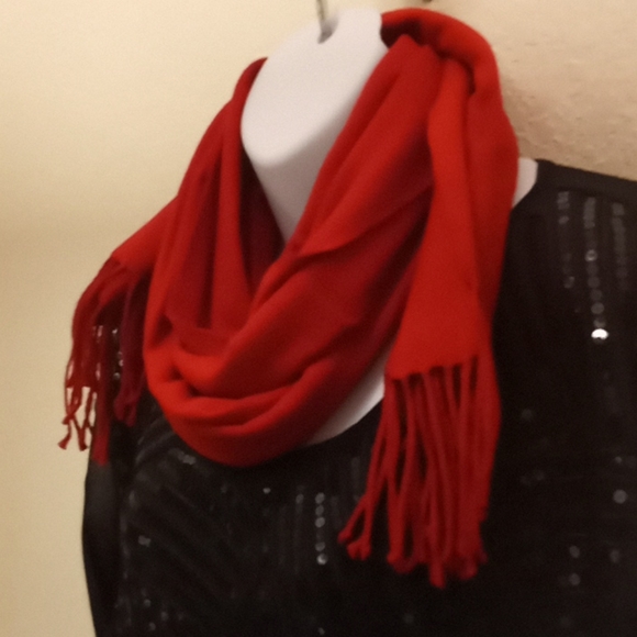 Red Pashmina Cashmere Feel Winter Scarf - Picture 12 of 15